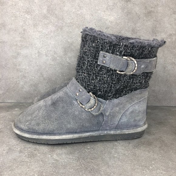 Bearpaw Nova Suede Sheepskin Winter Boot Bootie, Charcoal Gray, Women's 9 - Picture 4 of 9